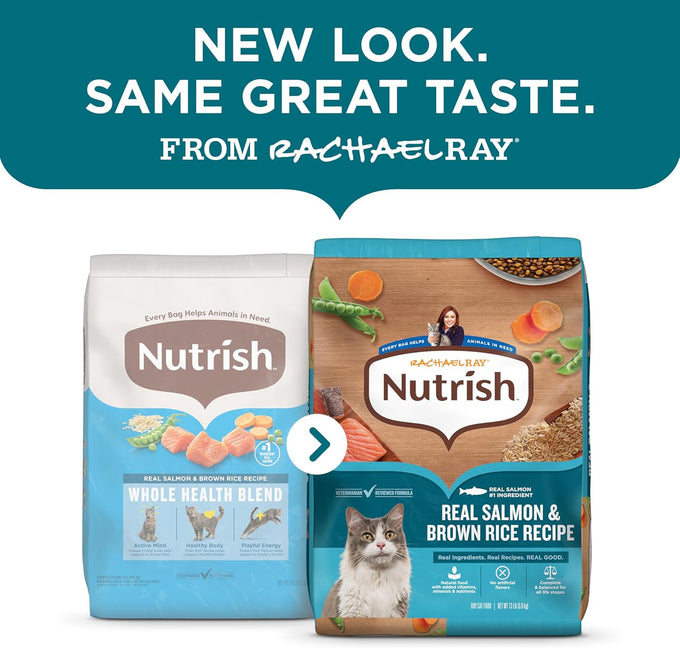 rachael ray nutrish real salmon dry cat food 14 lb bag brown rice recipe
