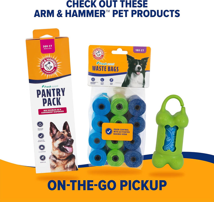 Arm & Hammer Dog Pooper Scooper Swivel Bin & Rake, Black, 32-inch Adjustable Handle, Heavy Duty Scented Waste Bags Included