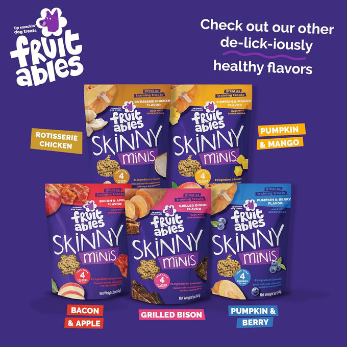 Fruitables Skinny Mini Dog Treats, Low Calorie & Delicious, Sweet Potato, Apple & Bacon Flavor, 12 oz