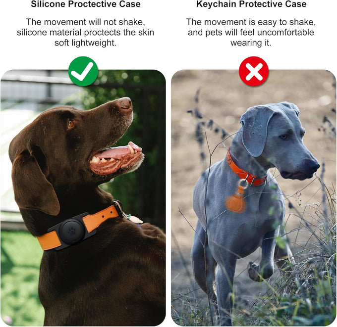 GOCII waterproof dog collar holder 2-pack for Apple AirTag Gen 1 & 2, black silicone case