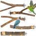 8 PCS natural apple wood bird perch set for small birds - parakeets, budgies, cockatiels - safe chew toys & climbing stand