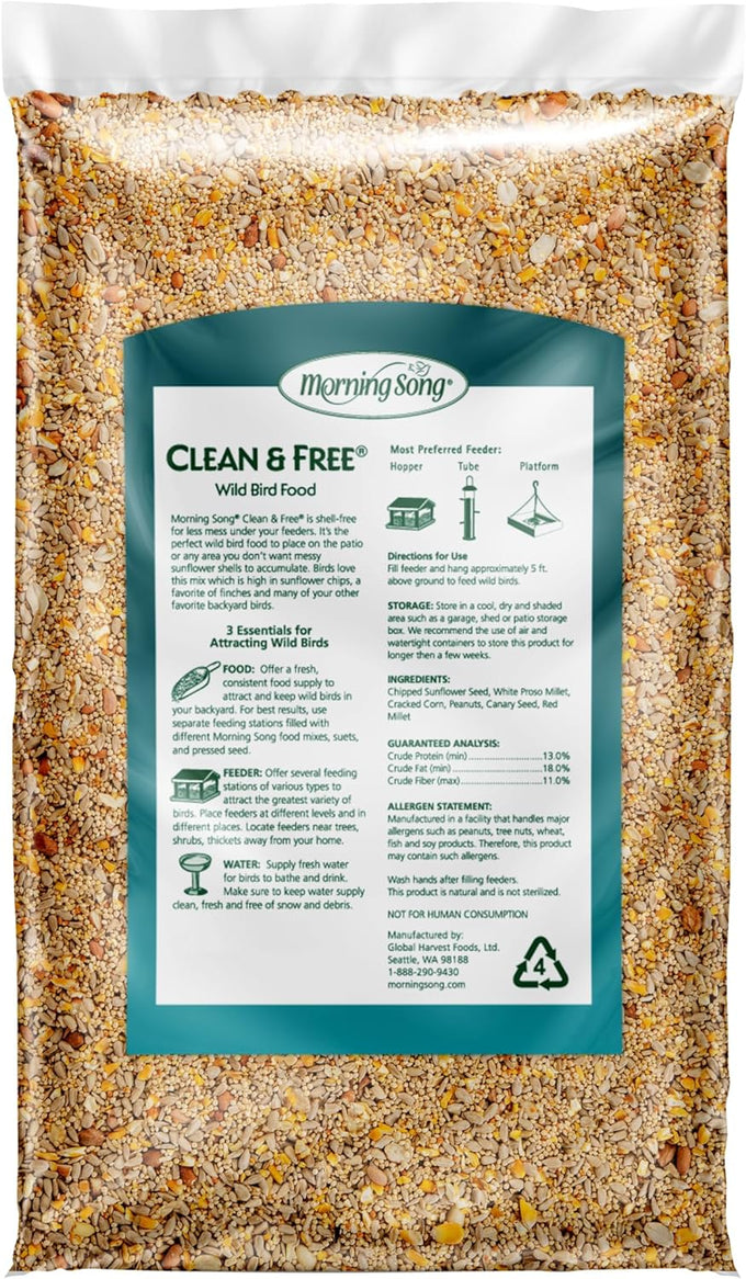 Morning Song clean & free shell bird food, premium no mess seed for outdoor feeders, 10-pound bag