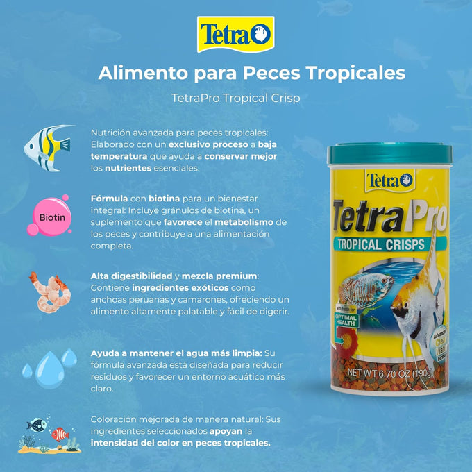 TetraPro Tropical Crisps 6.70 Ounces, Advanced Clear Water Formula for Tropical Fish Aquariums