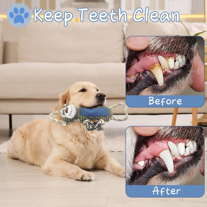 BuyPow Monkey Squeaky Dog Chew Toys, Interactive Tug of War Puppy Toys for Small, Medium, Large Dogs Soft and Durable
