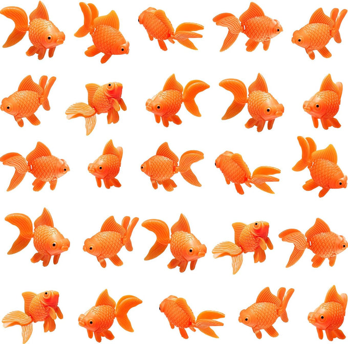 Sumind 30 Pieces Floating Artificial Orange Goldfish for Aquarium Tank Decorations and Ornaments