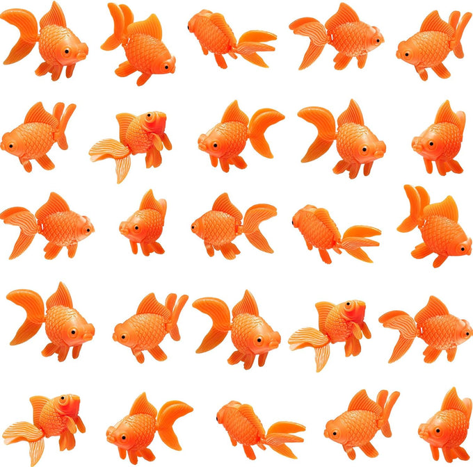 Sumind 30 Pieces Floating Artificial Orange Goldfish for Aquarium Tank Decorations and Ornaments