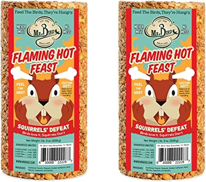 Mr. Bird Flaming Hot Feast 4-inch Small Cylinder Bird Feeder (Pack of 4)