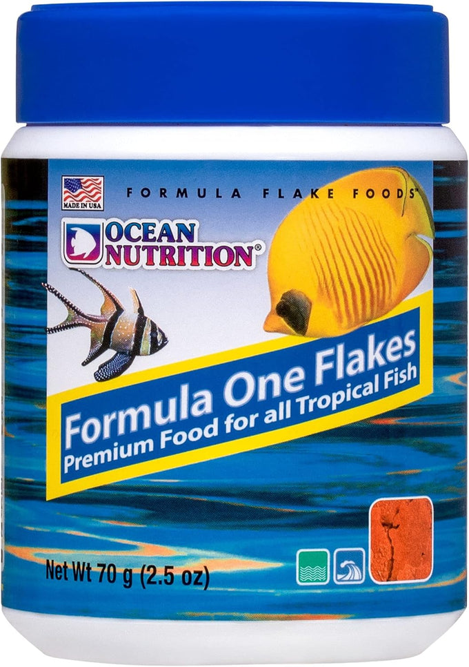 ocean nutrition formula one flakes fish food - all natural saltwater tropical fish flakes made in usa 1.2 oz