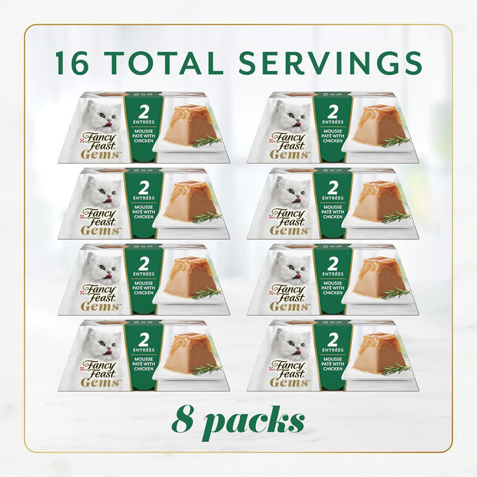 fancy feast gems pate cat food mousse with chicken and savory gravy 4 oz boxes