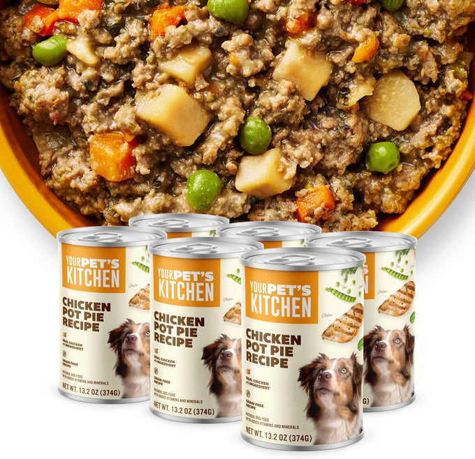 Your PET'S Kitchen Wet Dog Food, Chicken Pot Pie Recipe - 13.2 oz Cans, Made in The USA with Real Chicken, Pack of 6