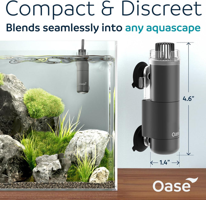 oase crystalskim 350 surface skimmer for freshwater and marine aquariums, compact, adjustable flow, shrimp-safe, up to 92 gal / 350 l