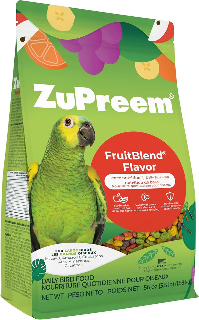 ZuPreem Smart Selects Large Bird Food, Cockatoo, Macaw, and Amazon Diet, Pellet and Seed Blend, Made in USA, 4 lb Bag, Large