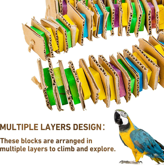 Myfamirea parrot toys for medium birds, natural wooden chew toys for African Greys, cockatoos, and macaws
