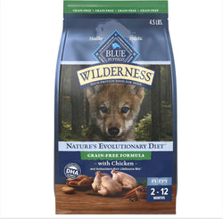 Blue Buffalo Wilderness Puppy High-Protein Dry Dog Food with Real Chicken, Grain-Free, Made in the USA with Natural Ingredients, Chicken, 4.5-lb Bag