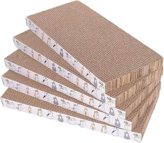 Cat Scratcher Toys set, 5-pack, reusable, double-sided, cardboard pad for indoor cats