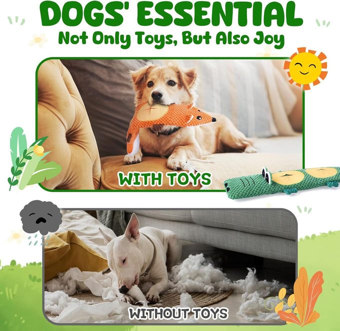 xiugoal 2-pack dog toys for aggressive chewers, small to medium breed, no stuffing, squeaky chew toy