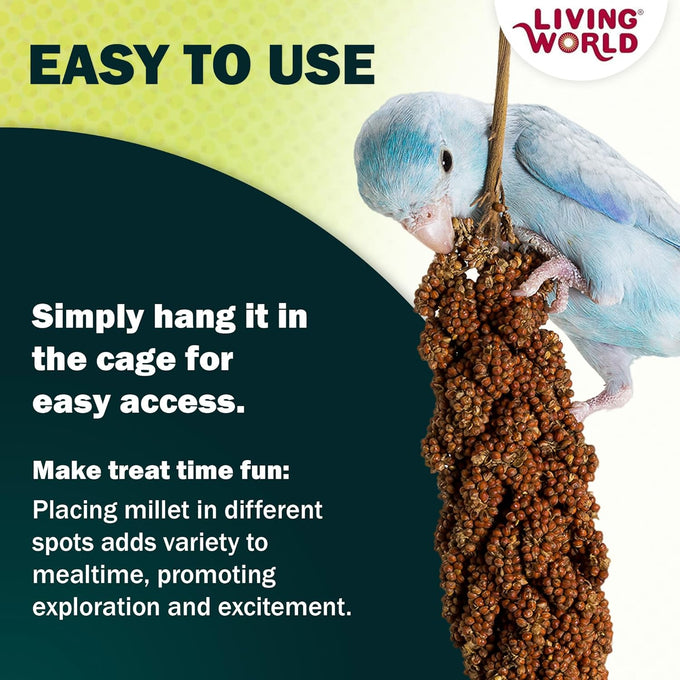 Living World Millet Spray for Birds 3.5 Oz - Premium Treat for Pet Birds and Small Birds