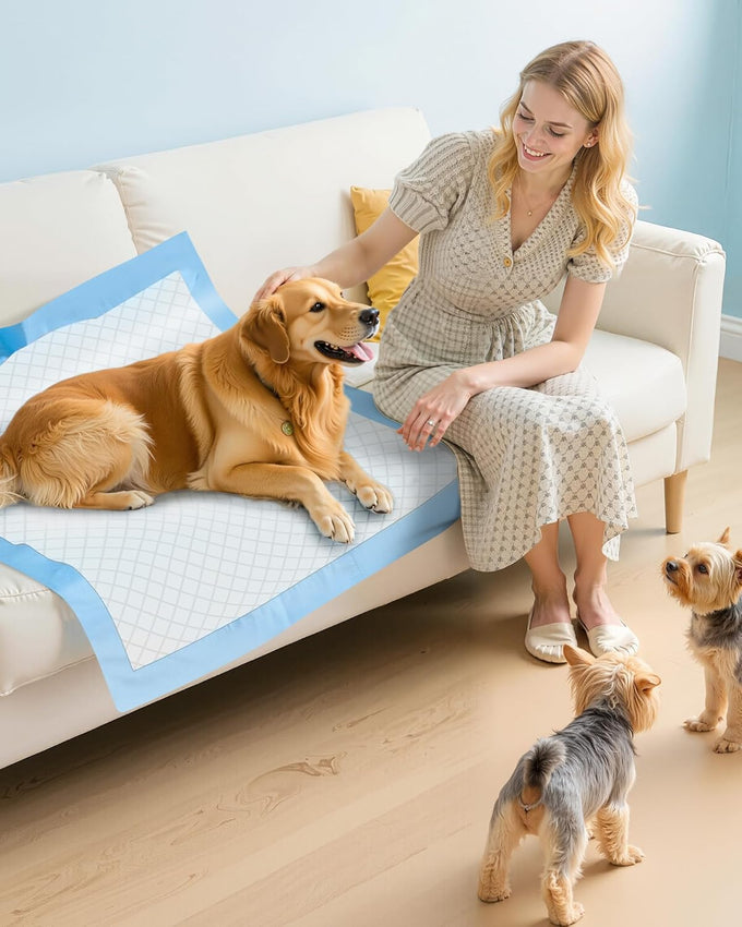 Powools 50-Pack Extra Large Puppy Pads for Dogs with 6-Layer Leakproof Protection and High Absorbency