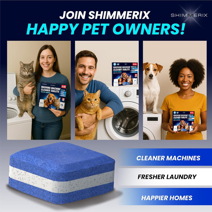 Washing machine cleaner tablets - pet hair removal, odor elimination, septic tank safe, HE compatible