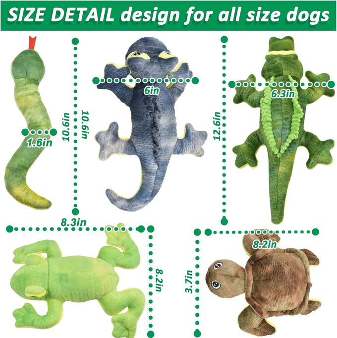 lechong stuffed animal dog toys 5 pack tough squeaky dog toys plush toys assortment woodland series chew toys