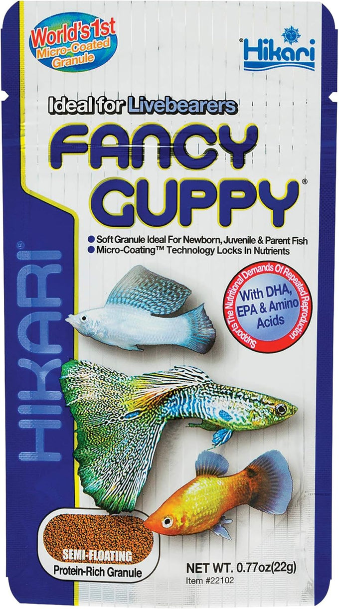 Hikari Tropical Fancy Guppy Fish Food 0.77 oz 22g Granules for Optimal Growth and Coloration