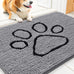 Smiry 30x20 inches chenille door mat for muddy paws with non-slip textured rubber base, grey and black