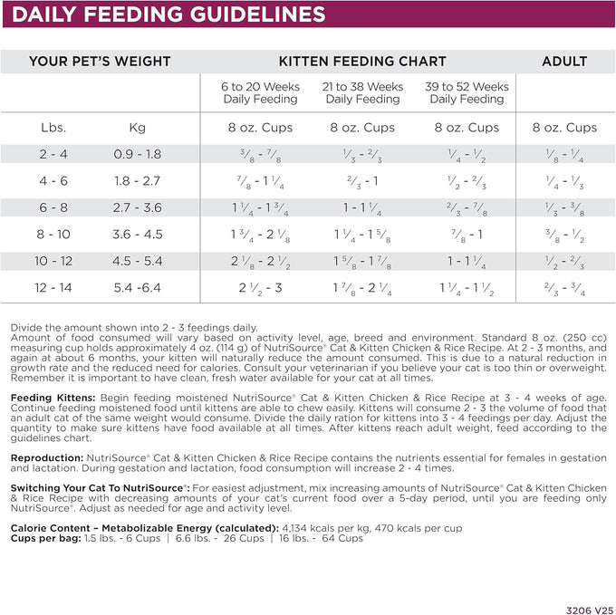 NutriSource grain inclusive dry cat food, 12LB chicken and rice recipe for all life stages