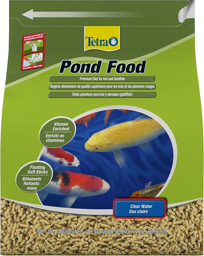 Tetra PondFood Premium Diet for Koi and Goldfish, 1.25 lb, Floating Sticks, Vitamin Enriched, 50°F+ Water