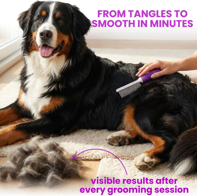 stainless steel poodle detangling pet comb with long and short teeth for dogs and cats grooming