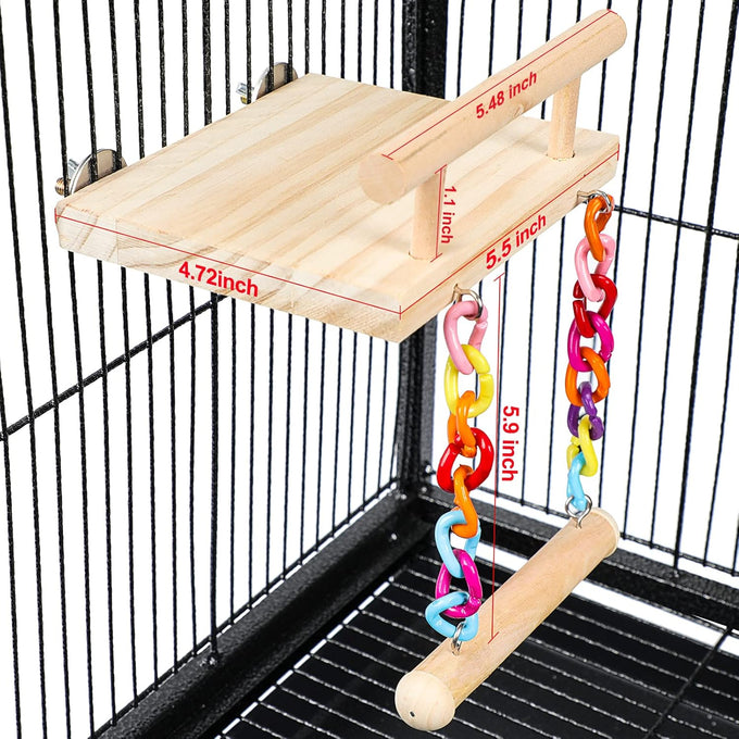 frgkbtm bird perch cage toy wooden platform play gym for parrots, green cheeks, lovebirds, chinchillas, hamsters, budgies