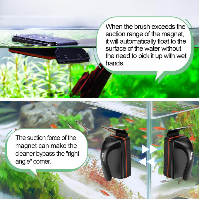 hygger magnetic aquarium fish tank glass cleaner for 0-0.25 inch thick glass aquariums tank