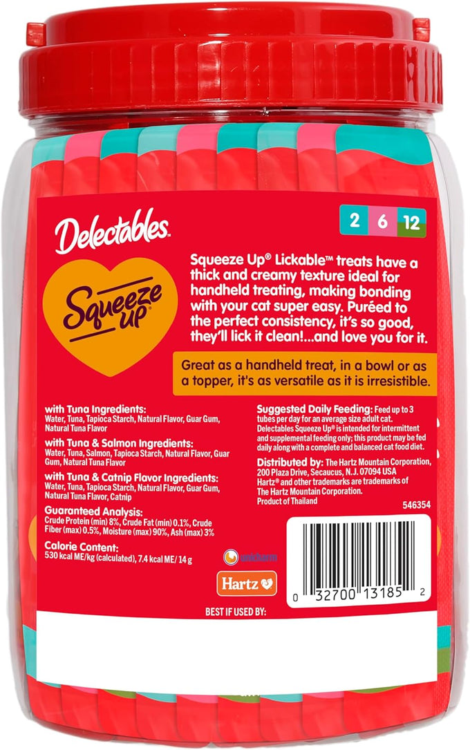 Delectables squeeze up tuna with salmon and catnip, 48 tubes, 0.5 oz, grain-free, no added fillers