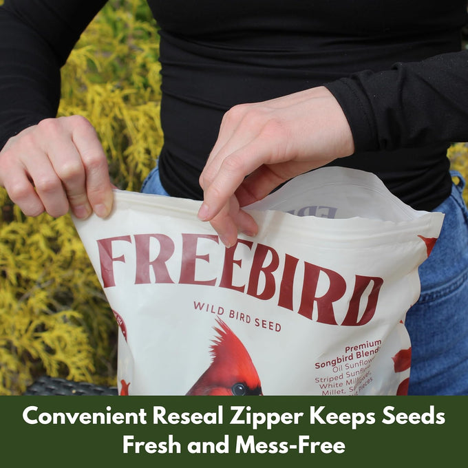 Freebird Wild Bird Seed for Outside Feeders - Premium Songbird Blend for Cardinals, Finches, and Colorful Birds - 5lb Bag