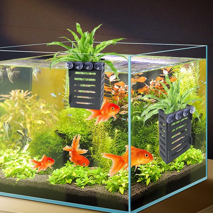 Black aquarium plant holder 4 PCS with 24 hooks, 20 suction cups for fish tank decorations