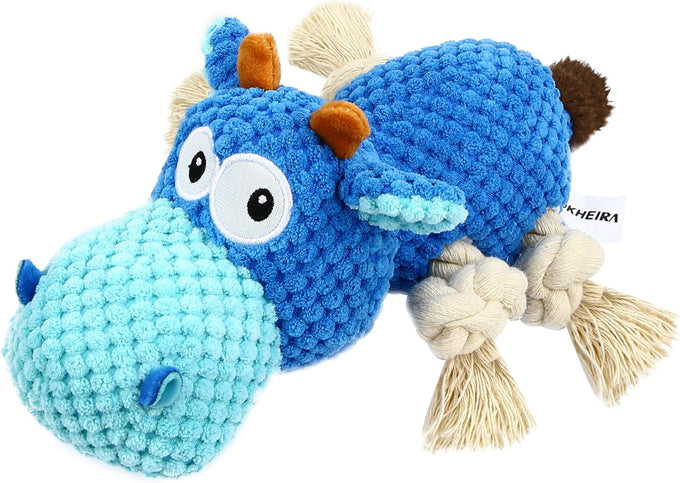 IOKHEIRA Carrot Orange Cattle Cotton Dog Squeaky Plush Toy for Large Aggressive Chewers