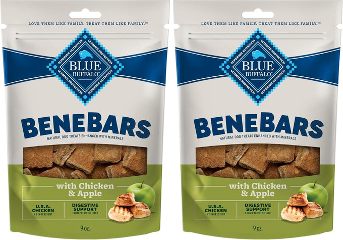 Blue Buffalo BeneBars Digestive Support Dog Treats USA Chicken and Apple, 9-oz Bag