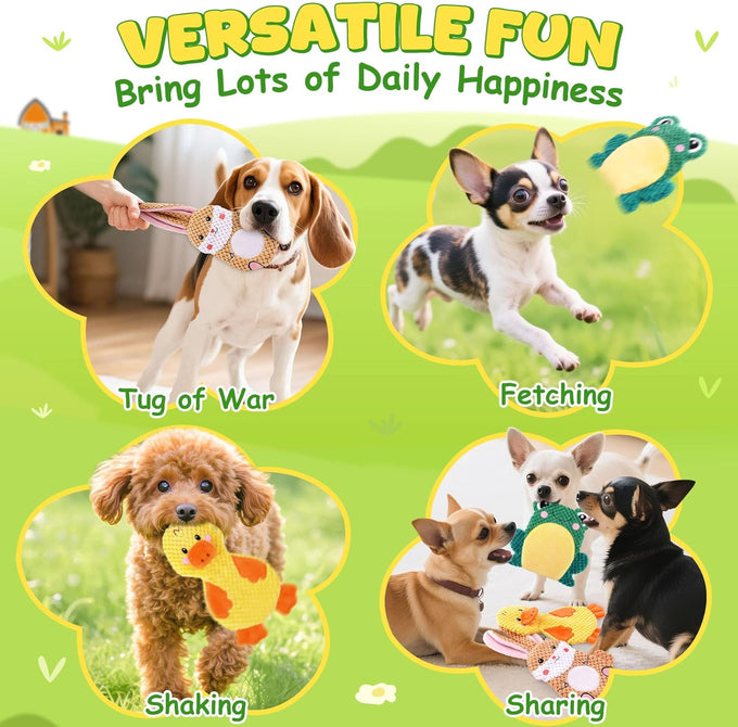 xiugoal 3 pack no stuffing interactive dog toys for small medium breeds with crinkle squeaky sounds