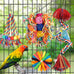 Colorful parrot toys set with bell, rope perch, and foraging toys for Conure, Cockatiel, Budgies, Lovebird