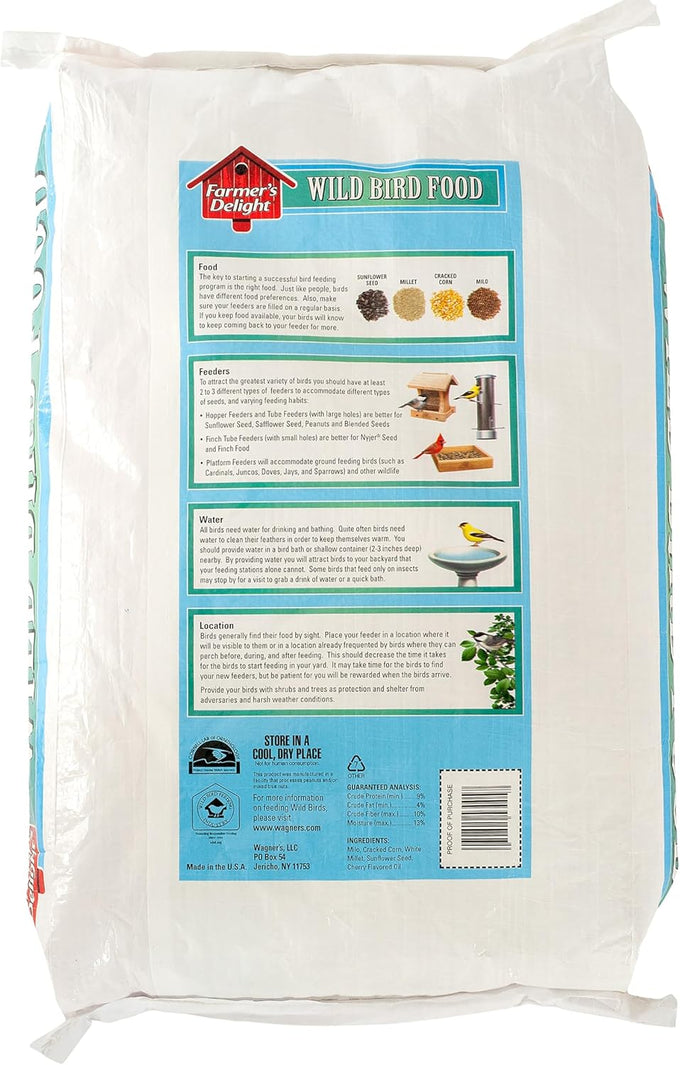 Wagner's 20-Pound Farmer's Delight Wild Bird Food with Cherry Flavor Mix for Backyard Birds