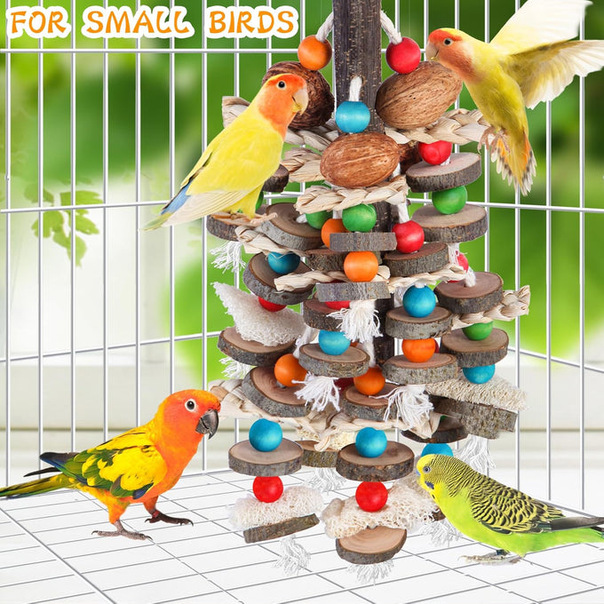 bbjinronjy natural bird chewing toys for african grey, macaws, conure, cockatoos, cockatiel and small birds