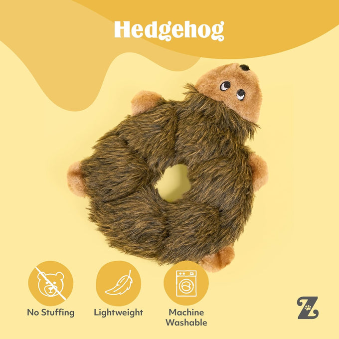 ZippyPaws Loopy No Stuffing Dog Toy for Small, Medium, & Large Dogs, Squeaky Pet Toy for Boredom, Soft Plush Puppy Products, Hedgehog Design