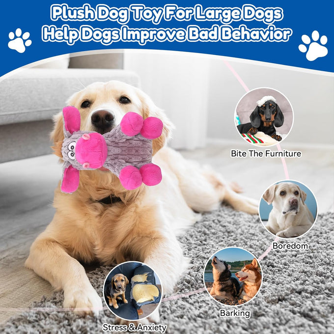 loncoldy plush chew toys for large dogs, crinkle stuffed animal squeaky interactive toys for small medium large dogs