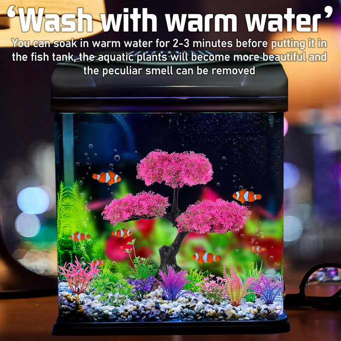 ameliade pink cherry blossom tree aquarium decor set for goldfish betta fish tank decorations