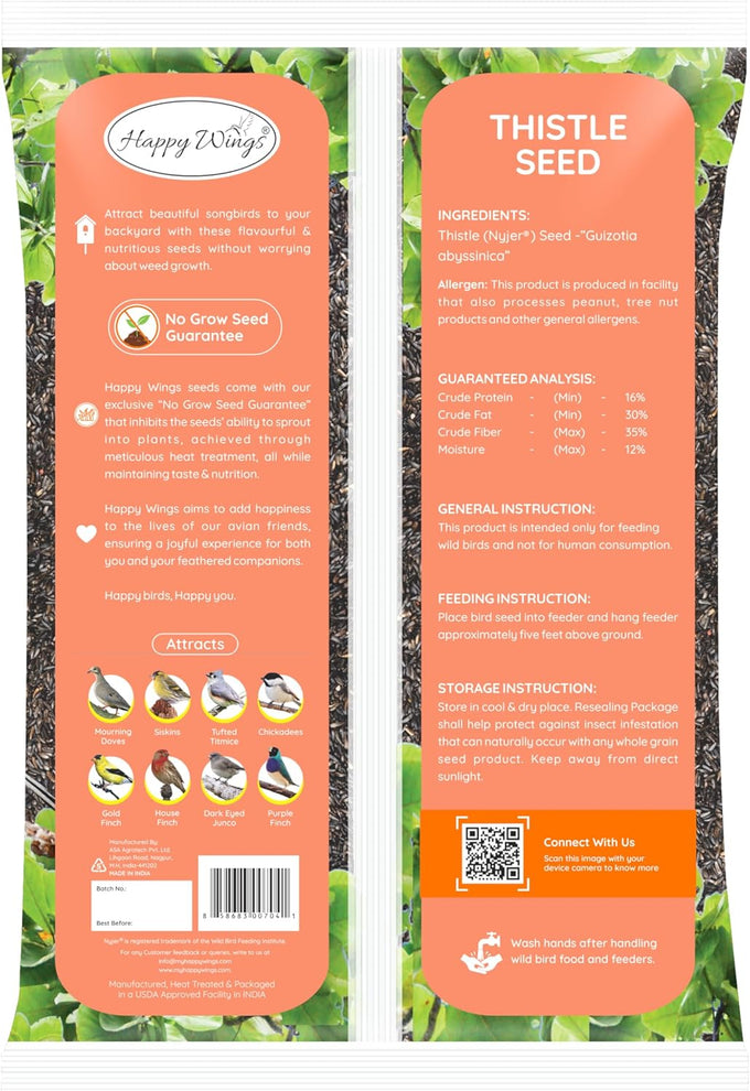 Happy Wings 5-pound Nyjer/Thistle Seeds with 3-pack Empty Sock Bird Feeders for Year-round Wild Bird Food Supply
