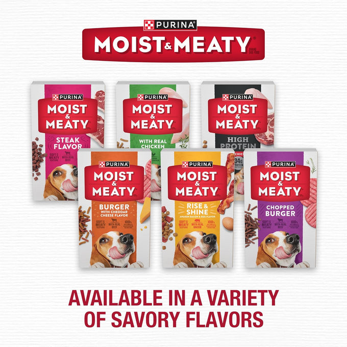 Purina Moist & Meaty Steak Flavor Soft Dog Food Pouches - 36 ct