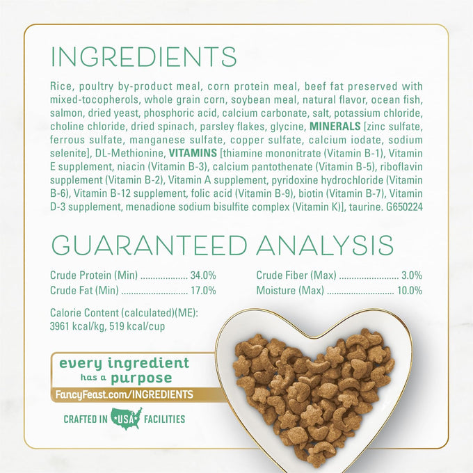 Purina Fancy Feast Dry Cat Food With Ocean Fish, Salmon, and Garden Greens Accents - 7 lb. Bag