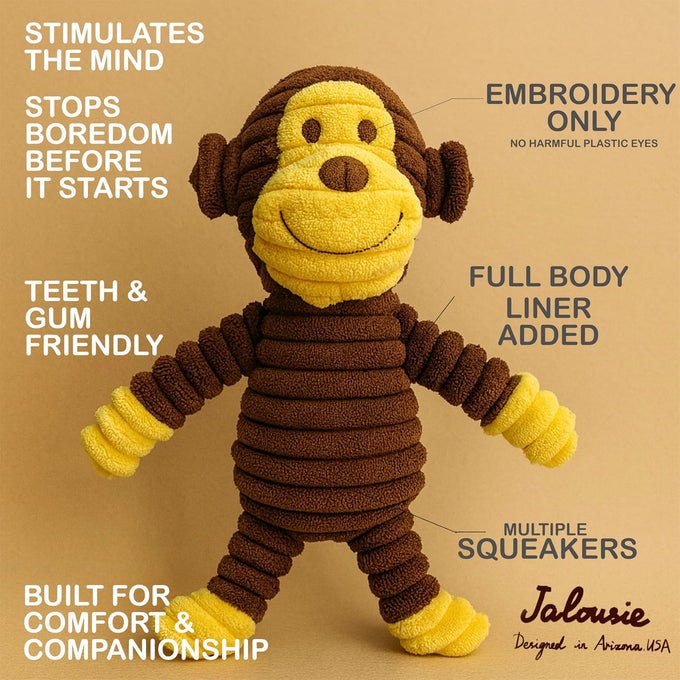 Jalousie plush toys for medium large dogs, 5 pack corduroy squeak toy