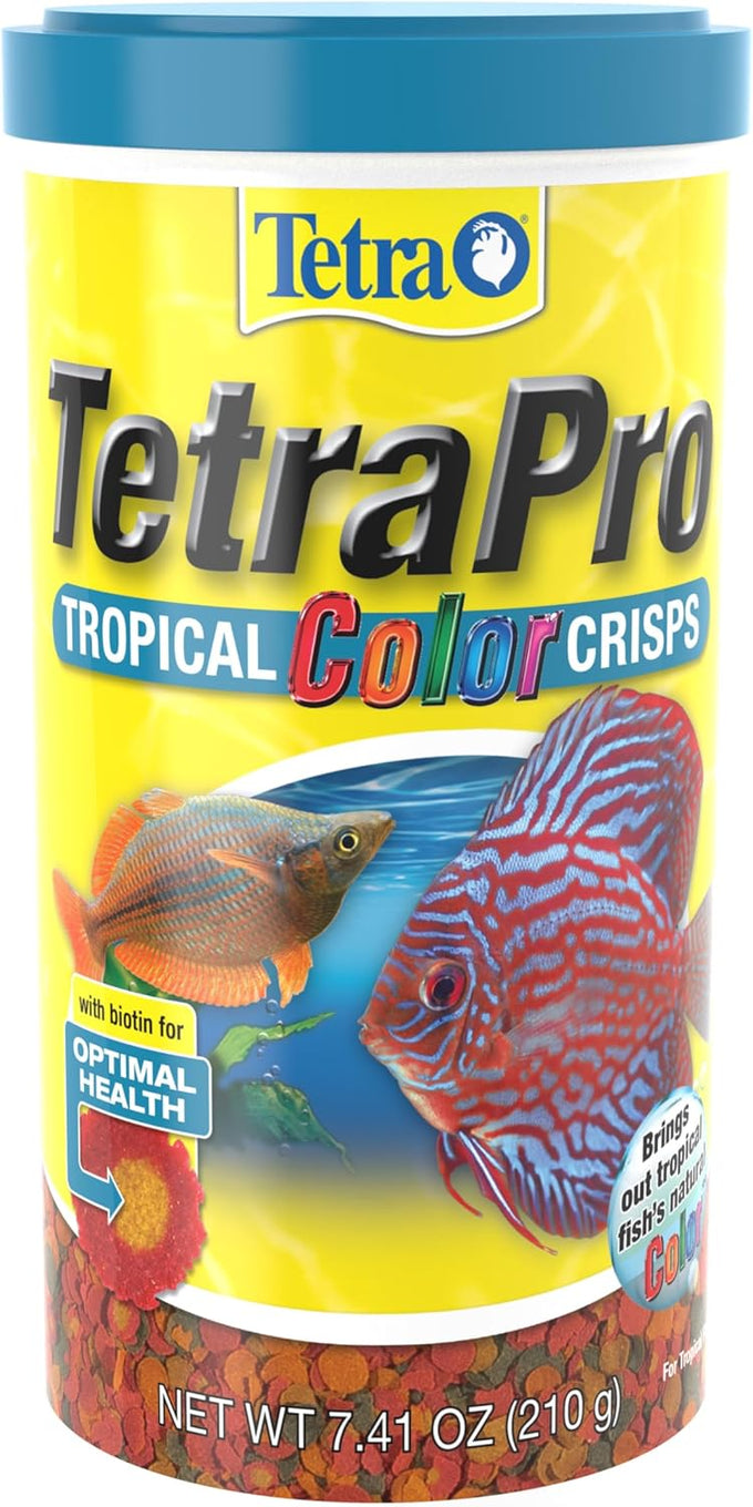 TetraPro Tropical Color Crisps fish food with natural color enhancers, 7.41 ounces