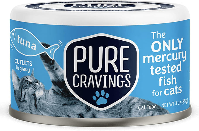 Pure Cravings 100% Mercury-Tested Grain-Free Wet Cat Food Canned Tuna Cutlets in Gravy, Pack of 12