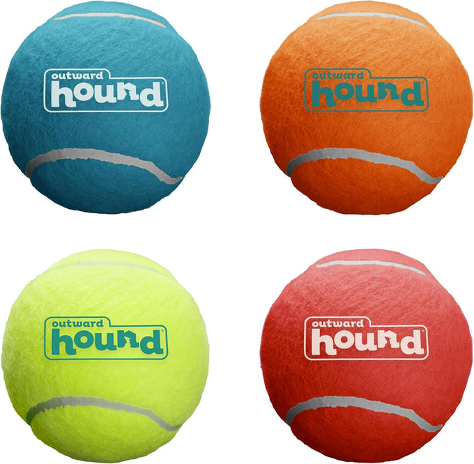 Outward Hound Squeaker Ballz, medium tennis balls, 2.5", 4-pack for dogs under 50 lbs, interactive dog toys